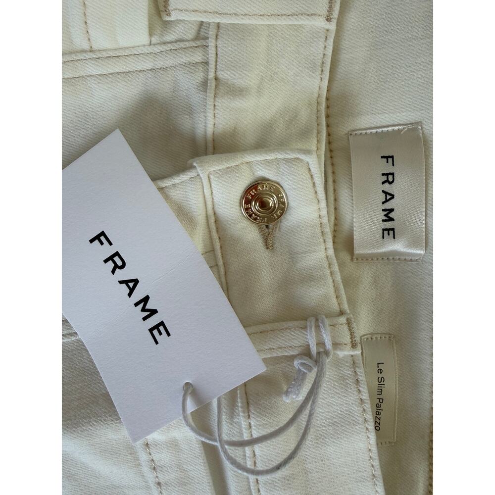 New $298 Frame Le Slim Palazzo Modernist Pocket Jeans Size 29 White Wide Leg - Picture 5 of 8